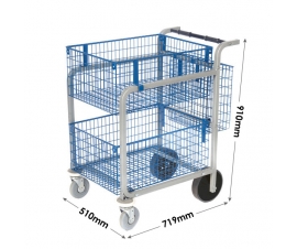 Large Mailroom Trolley With 2 Baskets & Panier Basket Dimensions