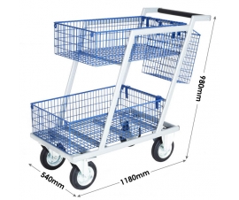 Premium Mailroom Trolley With 2 Baskets Dimensions