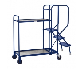 2 Tier Picking Trolley In Blue With Timber Shelves