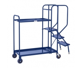 2 Tier Picking Trolley In Blue With Steel Shelves