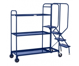 3 Tier Picking Trolleys With Steel  Shelves In Blue