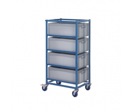 Mobile Tray Rack With 4 Euro Containers Back View