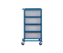 Mobile Tray Rack With 4 Euro Containers Side View