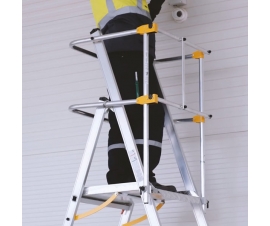 Folding Telescopic Large Platform Stepladder In Used