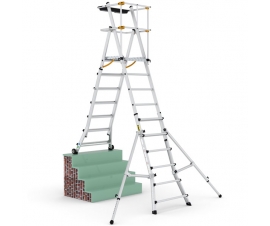 Folding Telescopic Large Platform Stepladder Used On Stairs