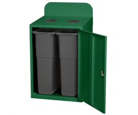 2 Bay Recycling Bin In Green Open