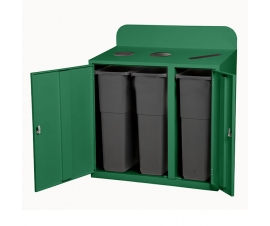 3 Bay Recycling Bin In Green Open