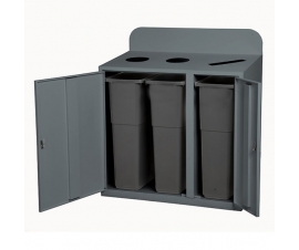 3 Bay Recycling Bin In Grey Open