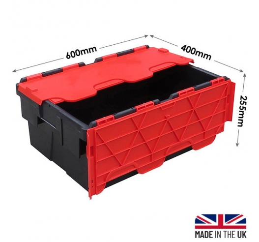 45 Litre Crates Black With Coloured Lids Recycled Plastic