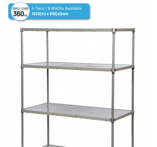 Plastic Plus Shelving Bay with 4 Solid Shelves