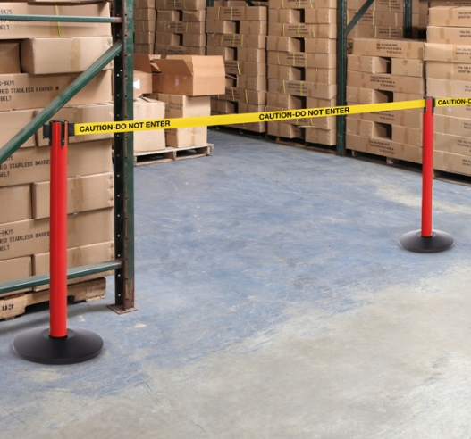 Safety Belt Barriers Red Post With Message Belt