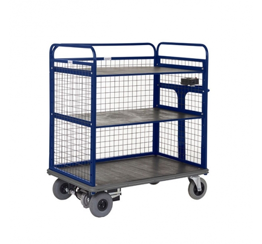 Powered Distribution Trolley 2 Shelves and Sides In Blue