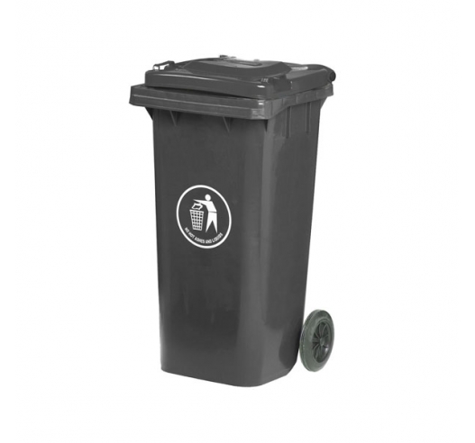 120 Litre Wheelie Bin With Grey Body And Dark Grey Lid