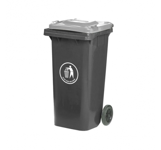 120 Litre Wheelie Bin With Grey Body And Light Grey Lid