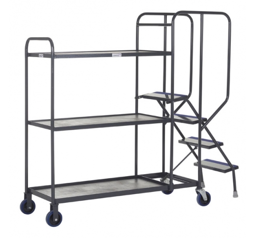 3 Tier Picking Trolleys With Shelves In Grey