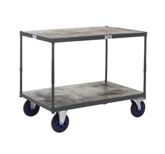 Heavy Duty Shelf Trucks with Timber Shelving In Grey