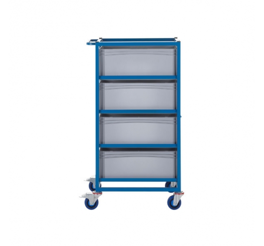 Mobile Tray Rack With 4 Euro Containers Side View