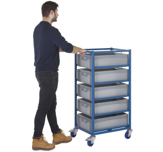 Mobile Tray Rack With 5 Euro Containers In Use