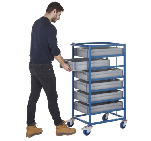 Mobile Tray Rack With 6 Euro Containers In Use