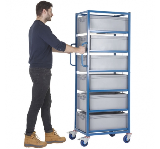 Mobile Tray Rack With 6 Euro Containers In Use