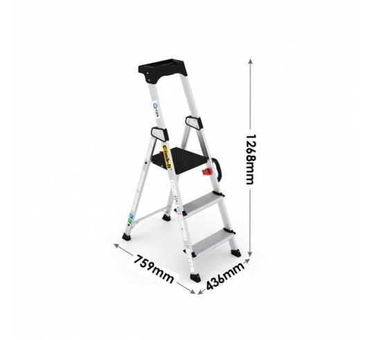 Professional Stepladder with Carry Handle 3 Tread Dimensions