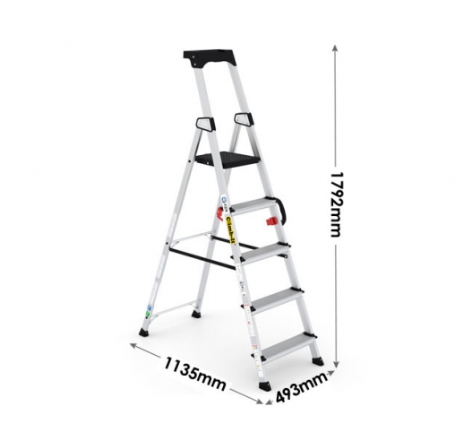 Professional Stepladder with Carry Handle 5 Tread Dimensions