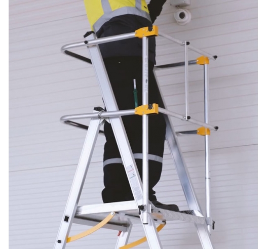 Folding Telescopic Large Platform Stepladder In Used