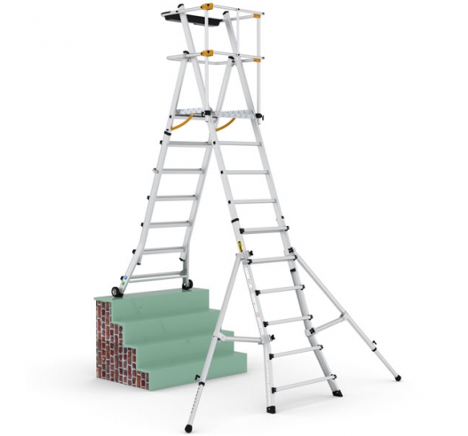 Folding Telescopic Large Platform Stepladder Used On Stairs