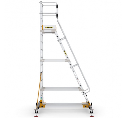 Mobile Steps with Safety Gate 12 Treads Side View