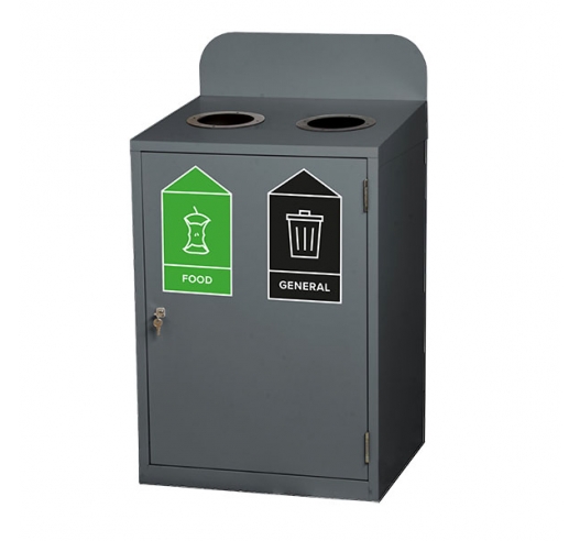 2 Bay Recycling Bin Example With Stickers