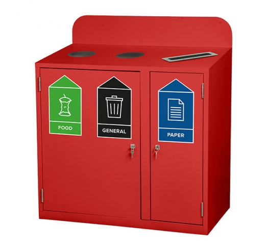 3 Bay Recycling Bin Example With Stickers
