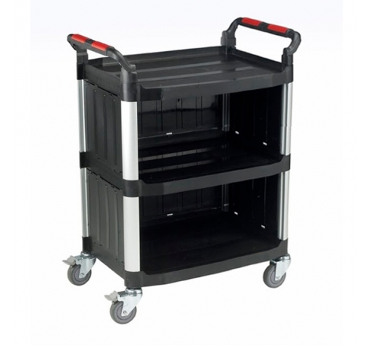 3 Shelf Utility Trolley with Enclosed Back and Sides