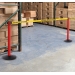 Safety Belt Barriers Red Post With Message Belt