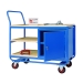 Trolley with 3 Plywood Shelves and Steel Cupboard