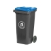 120 Litre Wheelie Bin With Grey Body And Blue Lid