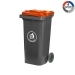 120 Litre Wheelie Bin With Grey Body And Red Lid