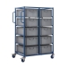 Double Width Mobile Tray Rack With 10 Containers