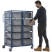 Double Width Mobile Tray Rack With 10 Containers In Use