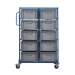Double Width Mobile Tray Rack With 10 Containers Side View