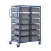 Double Width Mobile Tray Rack with 12 Containers