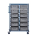 Double Width Mobile Tray Rack with 12 Containers Side View