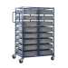 Double Width Mobile Tray Rack With 16 Containers