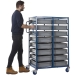 Double Width Mobile Tray Rack With 16 Containers In Use