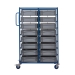 Double Width Mobile Tray Rack With 16 Containers Side View