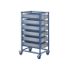Mobile Tray Rack With 6 Euro Containers Back View