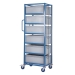 Mobile Tray Rack With 6 Euro Containers Back View