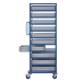 Mobile Tray Rack With 10 Euro Containers Side View