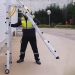 Folding Telescopic Large Platform Stepladder In Use
